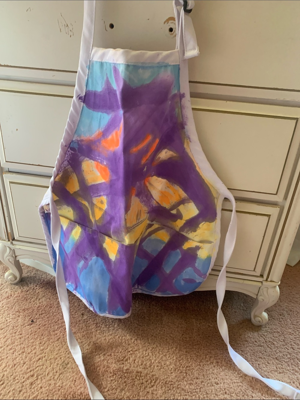 Hand-Painted Purple & Blue Women’s Art Apron